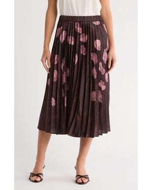Tahari Knife Pleated Pull-On Midi Skirt - Black