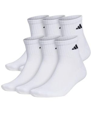 adidas 6-Pack Athletic Cushioned Quarter Socks - White