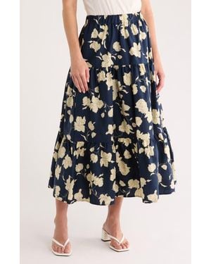 Sanctuary Tiered Poplin Skirt - Blue