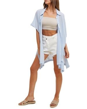 Wishlist Dolman Sleeve Maxi Shirt - Blue