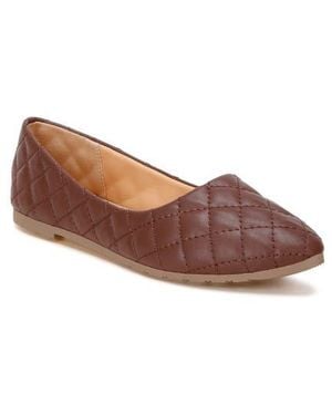 LONDON RAG Rikhani Quilted Pointed Toe Ballet Flat - Brown