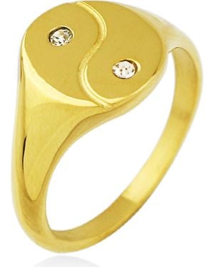 Rebel Yin & Yang Signet Ring - Metallic