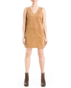 Max Studio Faux Suede Sleeveless Mini Dress - Natural
