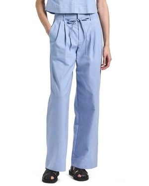 Derek Lam Felicity Pleated Tie Waist Wide Leg Pants - Blue