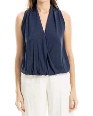 Max Studio Faux Wrap Sleeveless Sweater - Blue