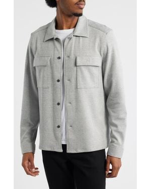 Reiss Laroy Glen Check Button-Up Overshirt - Gray
