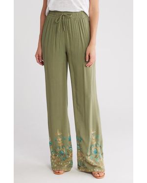 Forgotten Grace Embroidered Drawstring Pants - Green