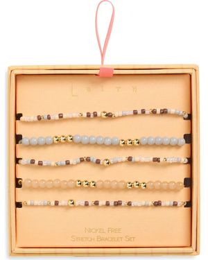 Leith Set Of 5 Beaded Stretch Bracelets - Natural