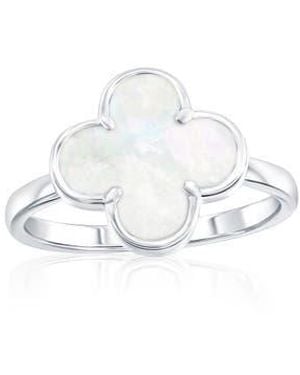 Simona Mother-Of-Pearl Clover Ring - White