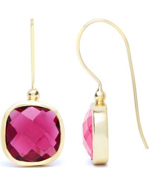 Saachi Cushion Stone Drop Earrings - Pink