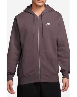 Nike Club Fleece Zip Hoodie - Brown