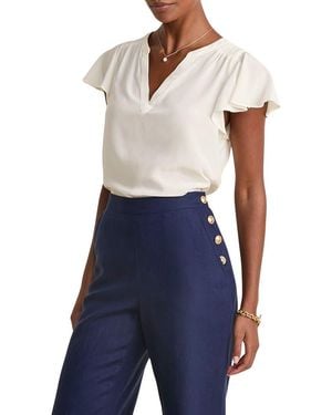 Vineyard Vines Shell Print Flutter Sleeve Silk Top - Blue