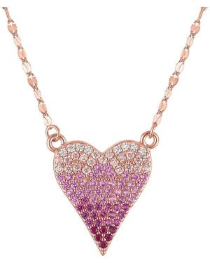 FZN Cubic Zirconia Heart Pendant Necklace - Pink