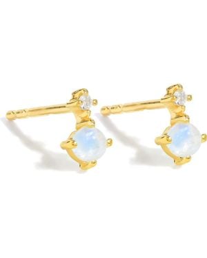 YS GEMS Emerald & Topaz Double Drop Earrings - Metallic