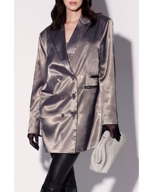 Walter Baker Kamari Oversize Double Breasted Satin Blazer - Gray