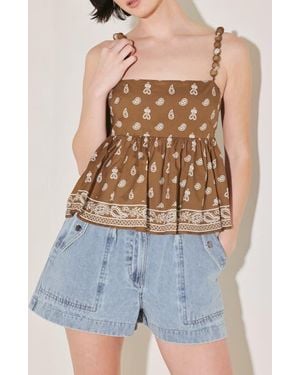 FREEMARKET Bandana Print Babydoll Camisole - Blue