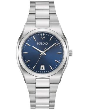 Bulova Three-Hand Quartz Stainless Steel Bracelet Watch, 34Mm - Gray