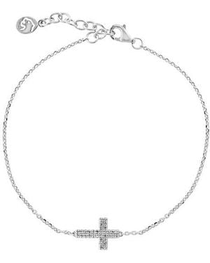 Effy Sterling Pavé Diamond Cross Bracelet - White