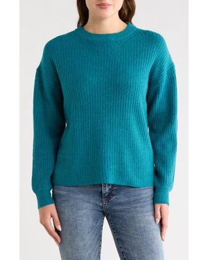 B.Young Onema Long Sleeve Crewneck Knit Sweater - Blue