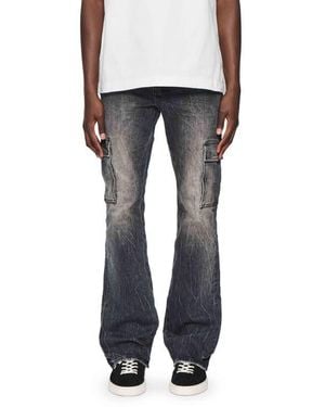 Purple Brand Tinted Worn Flare Cargo Jeans - Black