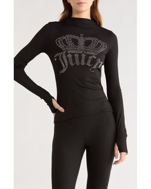 Juicy Couture Tight Fit Long Sleeve Top & Leggings Pajamas - Black