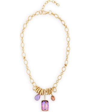 Saachi Stone Charm Chain Necklace - Metallic