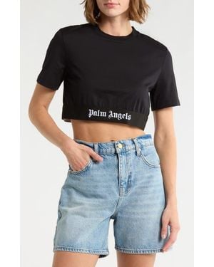 Palm Angels Crop Graphic T-Shirt - Black