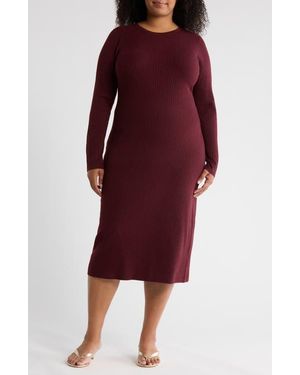 Nordstrom Rack Ribbed Long Sleeve Sweater Dress in Brown Lyst