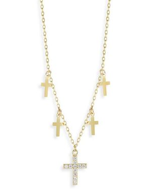 Sphera Milano Cubic Zirconia Cross Charm Necklace - White