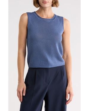 Max Studio Pointelle Sweater Tank - Blue