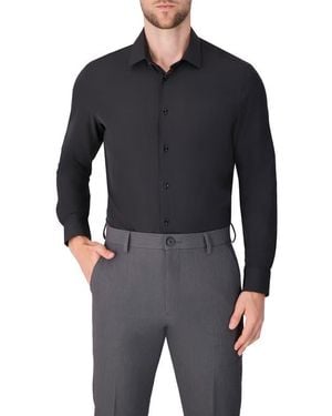 Report Collection Solid Slim Fit Stretch Dress Shirt - Black