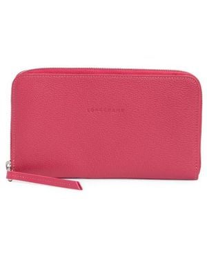 Longchamp Zip Around Leather Wallet - Red