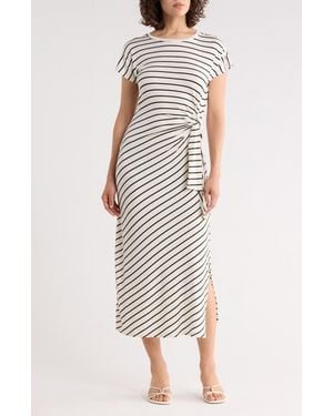 WEST K Stripe Side Tie Maxi Dress - White