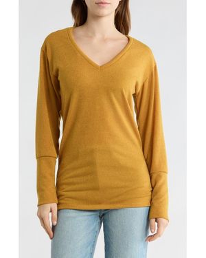 Go Couture V-Neck Dolman Sleeve Sweater - Orange