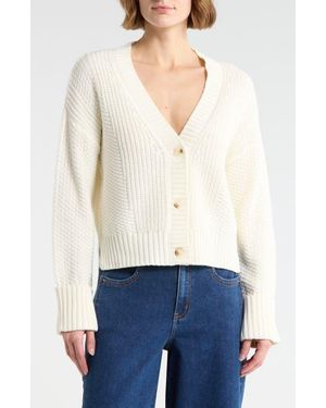 Vigoss Textured V-Neck Cardigan - White