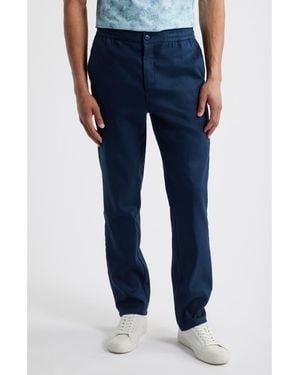 Bugatchi Tristan Stretch Linen & Cotton Drawstring Pants - Blue