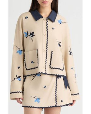 NVLT Floral Embroidered Jacket - Natural