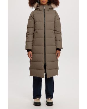 Noize Winter Long Parka With Faux Fur Trim - Brown