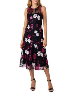 Sam Edelman Floral Sequin Strapless Midi Dress - Black