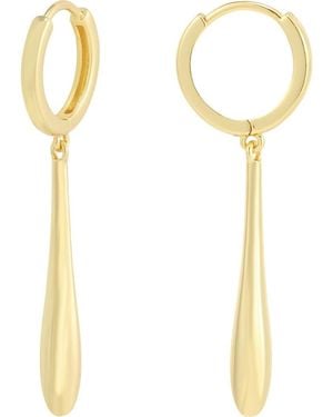 Adornia 14K Plated Elongated Teardrop Huggie Hoop Earrings - Metallic