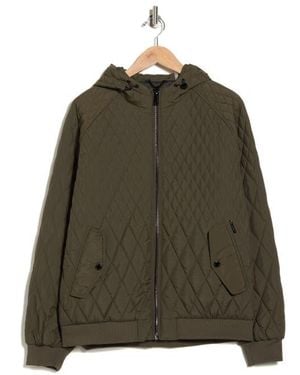 Karl Lagerfeld Hooded Diamond Quilted Jacket - Green