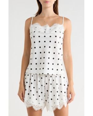 Wayf Lace Inset Polka Dot Cami - White