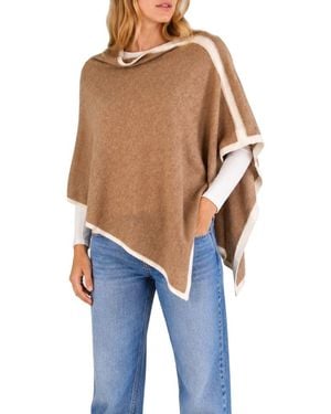 Portolano Cashmere Cowl Neck Poncho - Blue