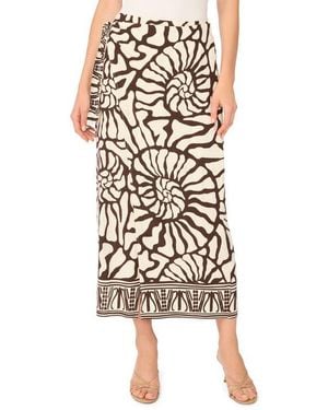 Vince Camuto Faux Wrap Midi Skirt - Natural