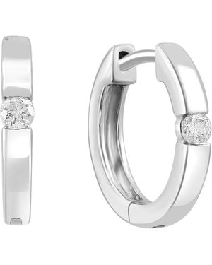 Effy Sterling & Diamond Hoop Earrings - White
