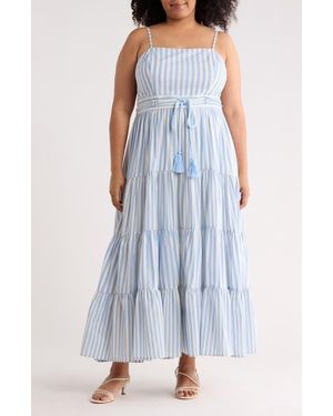 FREEMARKET Striped Cotton Maxi Sundress - Blue