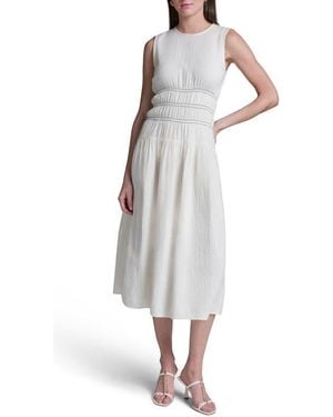 BCBGMAXAZRIA Cotton Double Gauze Midi Dress - White
