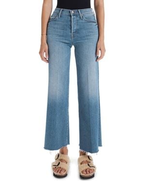 Mother The Tomcat Roller Frayed Hem Wide Leg Jeans - Blue