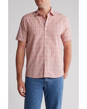 WESTZEROONE Bali Check Print Short Sleeve Shirt - Red