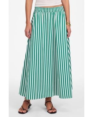 Madewell Stripe Cotton Poplin Midi Skirt - Green
